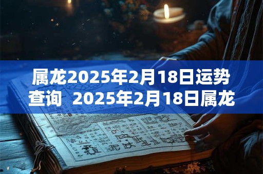 属龙2025年2月18日运势查询  2025年2月18日属龙人运势