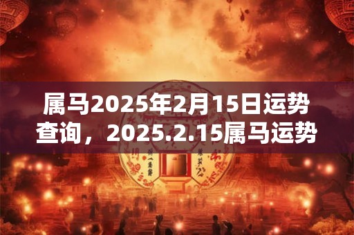 属马2025年2月15日运势查询，2025.2.15属马运势分析