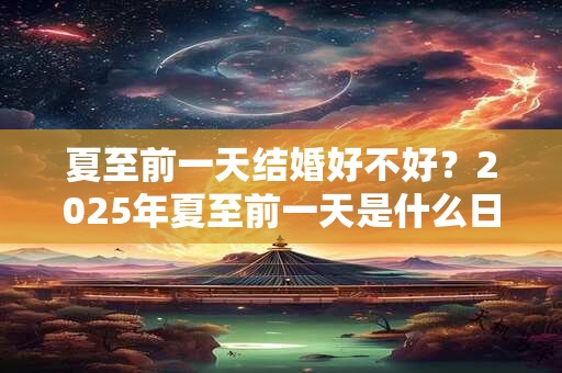 夏至前一天结婚好不好？2025年夏至前一天是什么日子？