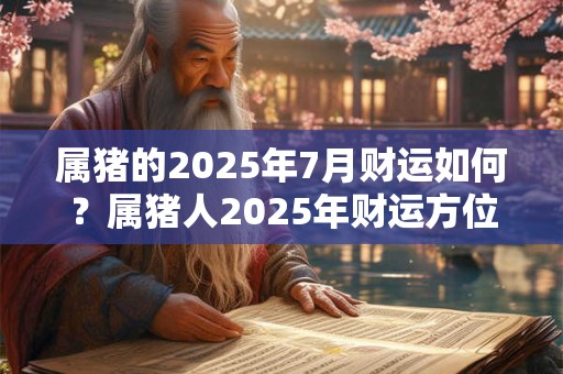 属猪的2025年7月财运如何？属猪人2025年财运方位
