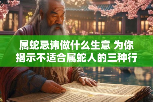 属蛇忌讳做什么生意 为你揭示不适合属蛇人的三种行业