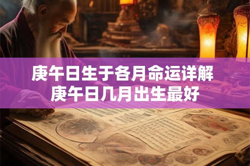 庚午日生于各月命运详解 庚午日几月出生最好