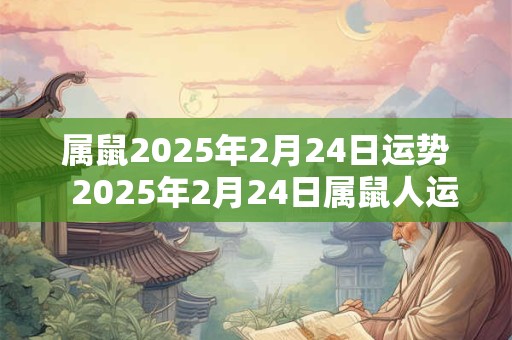 详细阅读:属鼠2025年2月24日运势 2025年2月24日属鼠人运势详解 属鼠2025年2月24日运势 2025年2月24日属鼠人运势详解