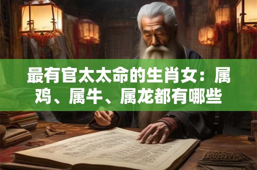 最有官太太命的生肖女：属鸡、属牛、属龙都有哪些