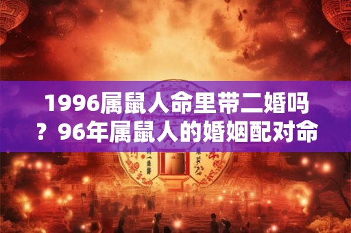 1996属鼠人命里带二婚吗？96年属鼠人的婚姻配对命运