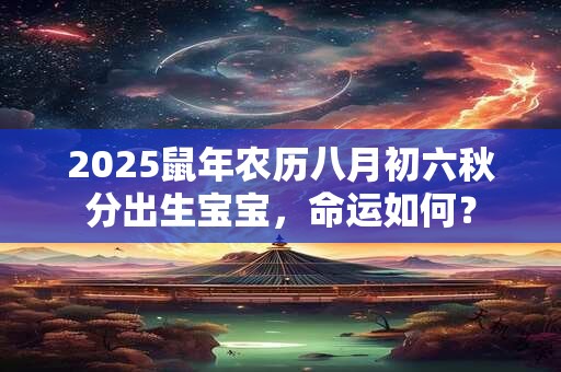 2025鼠年农历八月初六秋分出生宝宝，命运如何？