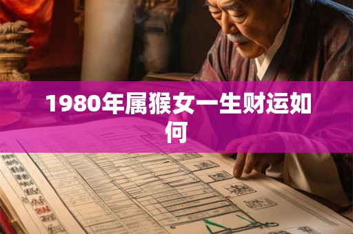 1980年属猴女一生财运如何
