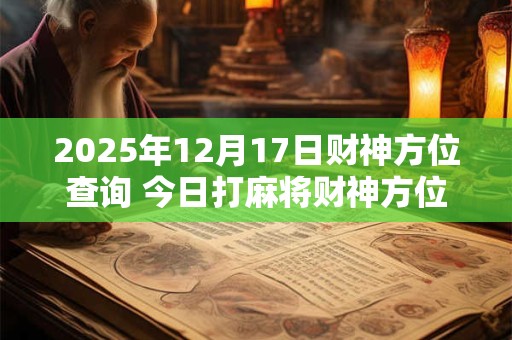 2025年12月17日财神方位查询 今日打麻将财神方位一览表