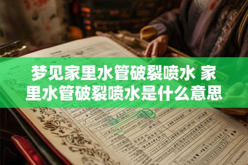梦见家里水管破裂喷水 家里水管破裂喷水是什么意思