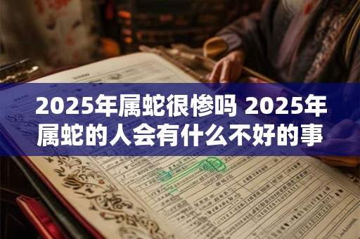 详细阅读:2025年属蛇很惨吗 2025年属蛇的人会有什么不好的事情发生吗 2025年属蛇很惨吗 2025年属蛇的人会有什么不好的事情发生吗