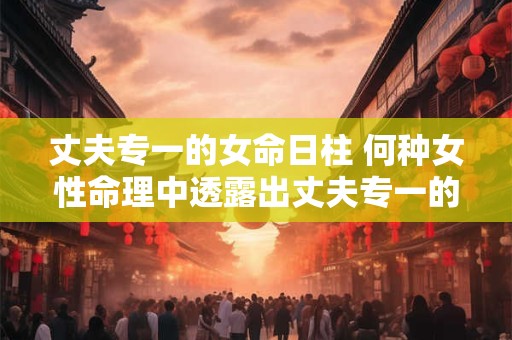 丈夫专一的女命日柱 何种女性命理中透露出丈夫专一的特质