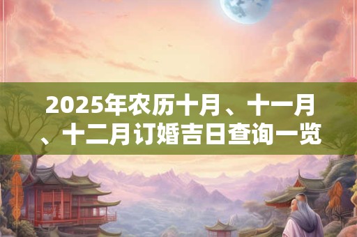2025年农历十月、十一月、十二月订婚吉日查询一览表！