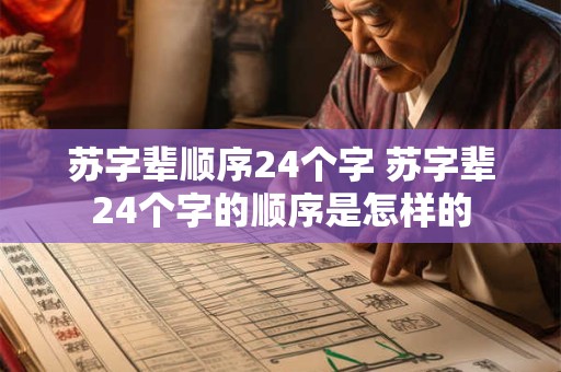 苏字辈顺序24个字 苏字辈24个字的顺序是怎样的