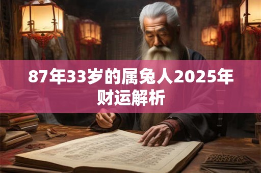 87年33岁的属兔人2025年财运解析