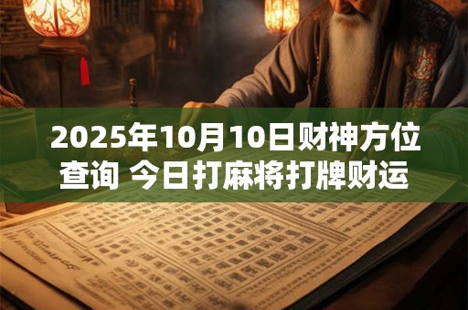 2025年10月10日财神方位查询 今日打麻将打牌财运方位