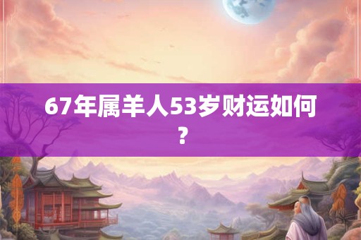 67年属羊人53岁财运如何？
