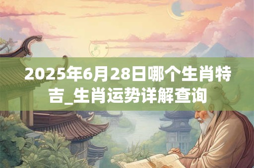 2025年6月28日哪个生肖特吉_生肖运势详解查询