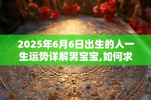 2025年6月6日出生的人一生运势详解男宝宝,如何求财