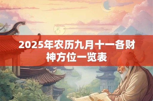 2025年农历九月十一各财神方位一览表
