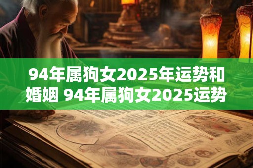 94年属狗女2025年运势和婚姻 94年属狗女2025运势婚姻如何