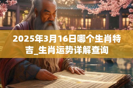 2025年3月16日哪个生肖特吉_生肖运势详解查询