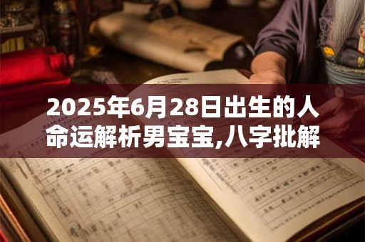 2025年6月28日出生的人命运解析男宝宝,八字批解