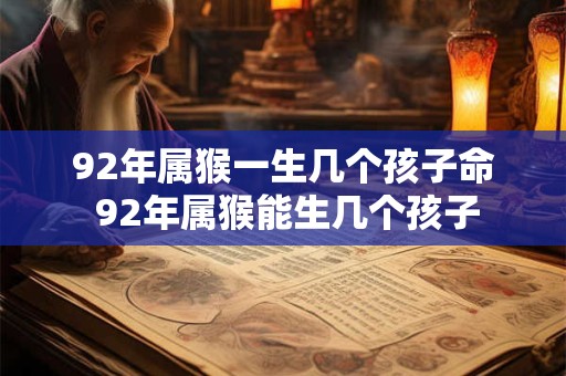92年属猴一生几个孩子命 92年属猴能生几个孩子