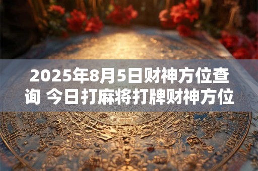 2025年8月5日财神方位查询 今日打麻将打牌财神方位