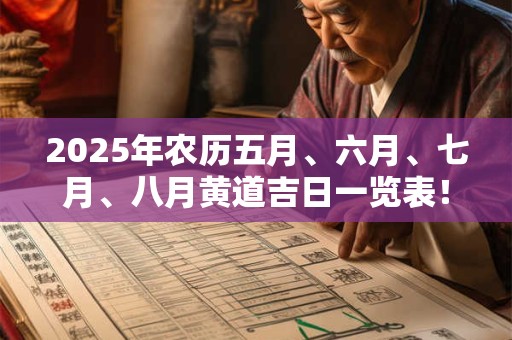 2025年农历五月、六月、七月、八月黄道吉日一览表！