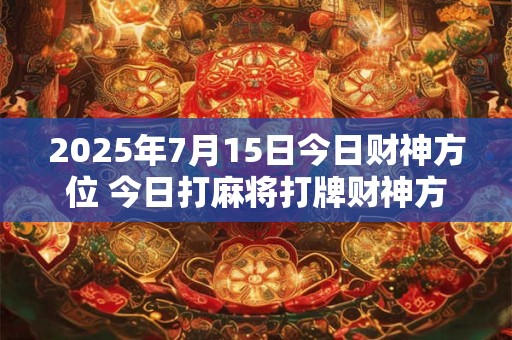 2025年7月15日今日财神方位 今日打麻将打牌财神方位！