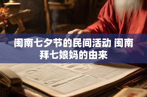 闽南七夕节的民间活动 闽南拜七娘妈的由来