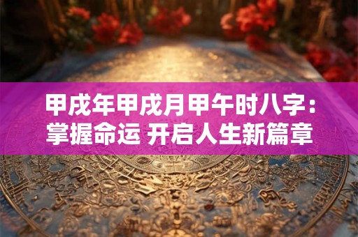 甲戌年甲戌月甲午时八字：掌握命运 开启人生新篇章