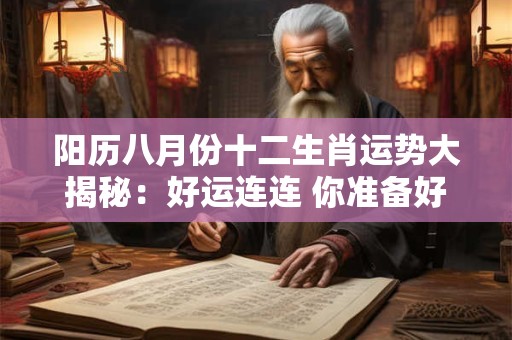 阳历八月份十二生肖运势大揭秘：好运连连 你准备好了吗