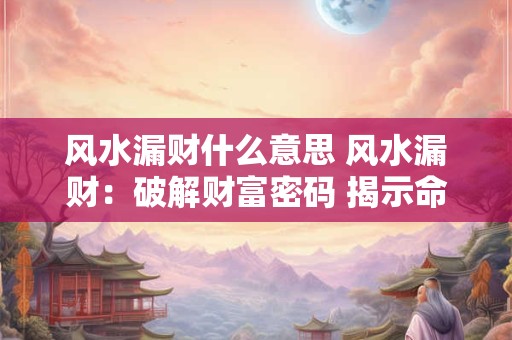 风水漏财什么意思 风水漏财：破解财富密码 揭示命运真相