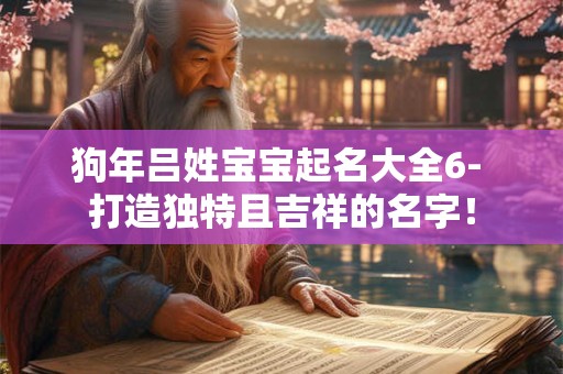 狗年吕姓宝宝起名大全6- 打造独特且吉祥的名字！