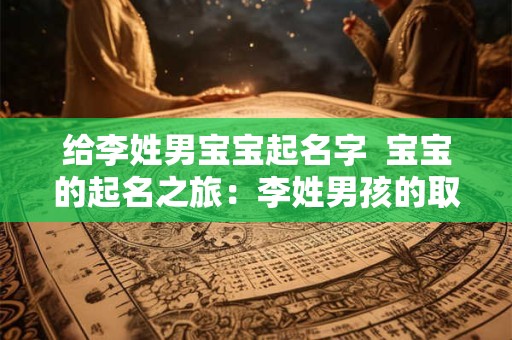 给李姓男宝宝起名字  宝宝的起名之旅：李姓男孩的取名宝典