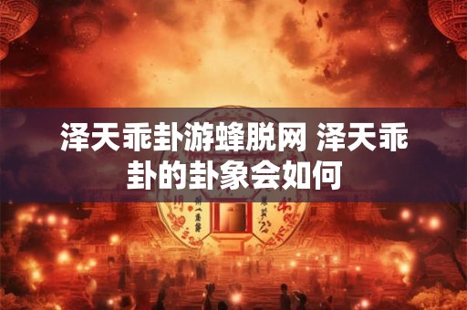 泽天乖卦游蜂脱网 泽天乖卦的卦象会如何