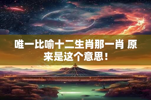 唯一比喻十二生肖那一肖 原来是这个意思！