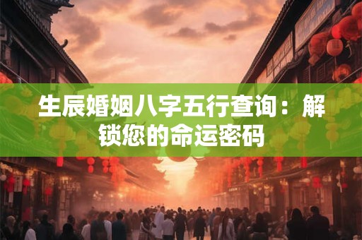 生辰婚姻八字五行查询：解锁您的命运密码