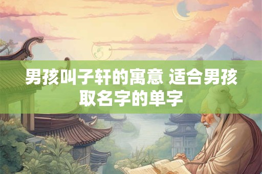 男孩叫子轩的寓意 适合男孩取名字的单字