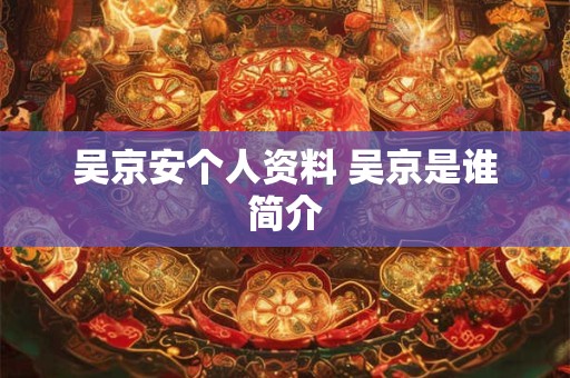 吴京安个人资料 吴京是谁简介