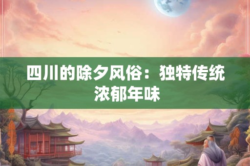 四川的除夕风俗：独特传统 浓郁年味