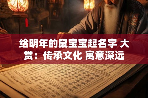 给明年的鼠宝宝起名字 大赏：传承文化 寓意深远