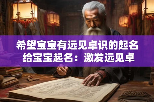 希望宝宝有远见卓识的起名 给宝宝起名：激发远见卓识的秘诀