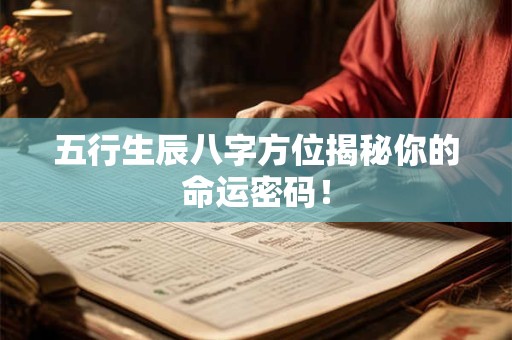 详细阅读:五行生辰八字方位揭秘你的命运密码! 五行生辰八字方位揭秘你的命运密码!