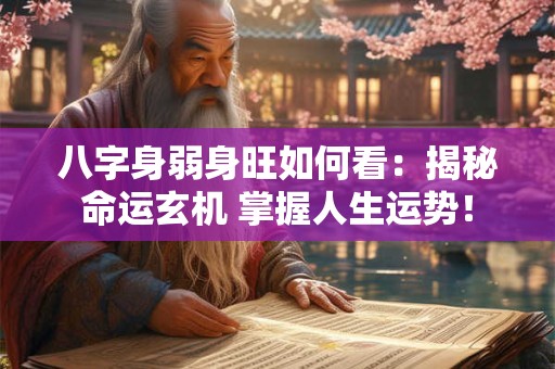 八字身弱身旺如何看：揭秘命运玄机 掌握人生运势！