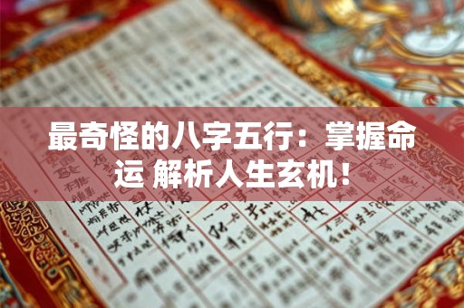 最奇怪的八字五行：掌握命运 解析人生玄机！
