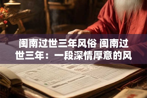 闽南过世三年风俗 闽南过世三年：一段深情厚意的风俗画卷