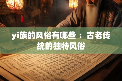 详细阅读:yi族的风俗有哪些 :古老传统的独特风俗 yi族的风俗有哪些 :古老传统的独特风俗