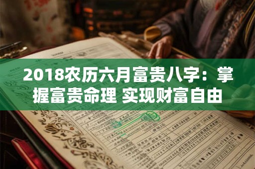 2018农历六月富贵八字：掌握富贵命理 实现财富自由